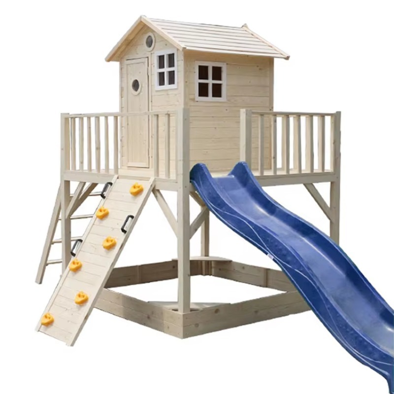 Kids Outdoor Wooden Playhouse - بيت لعب خشبي للأطفال في الهواء