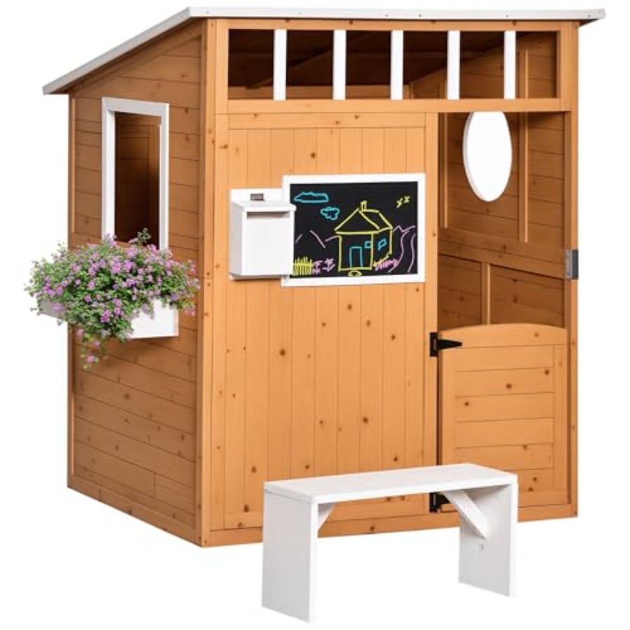 Kids Outdoor Wooden Playhouse - بيت خشبي للأطفال للاستخدام الخارجي مع