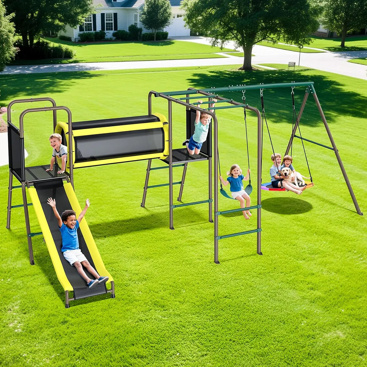 Kids Outdoor Monkey Bar Set - مجموعة أرجوحة هابفان بوزن 660 رطل