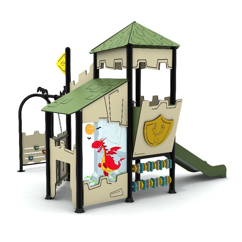 Kids Outdoor Wooden Playhouse - مجموعة ألعاب خشبية خارجية مع بيت