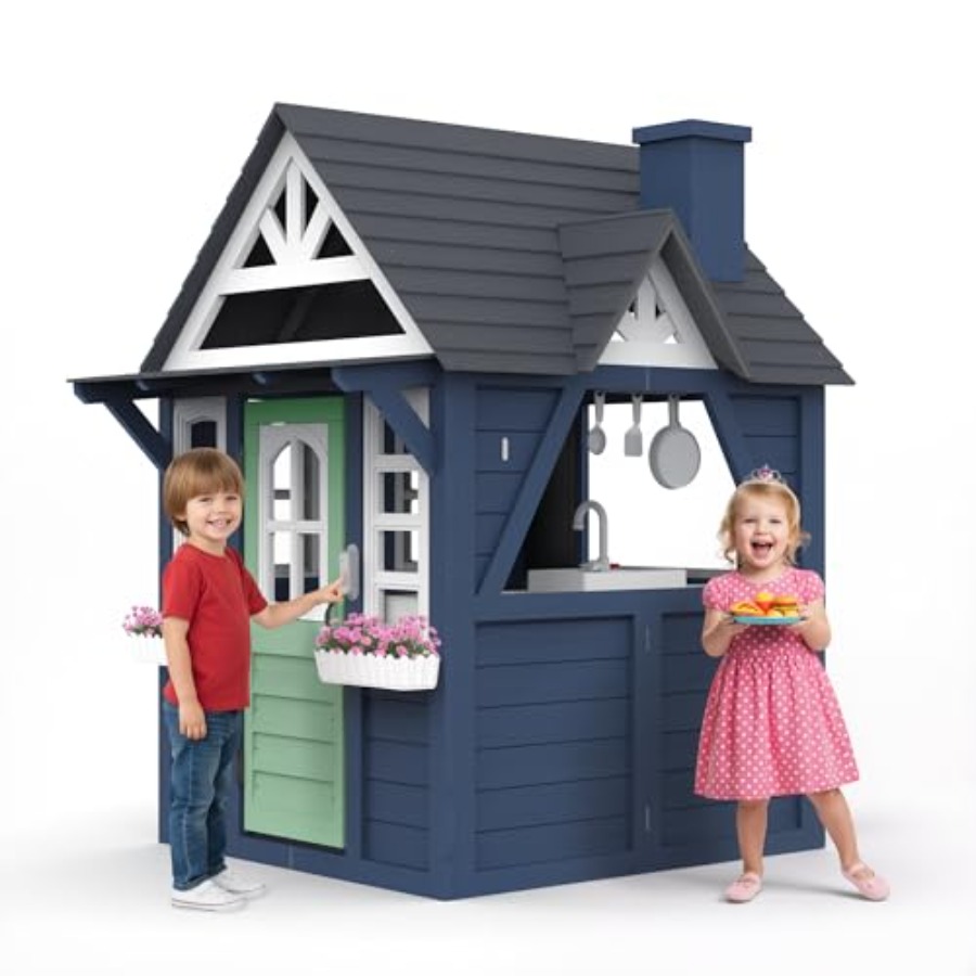 Kids Outdoor Wooden Playhouse - بيت ألعاب خشبي للأطفال في الهواء