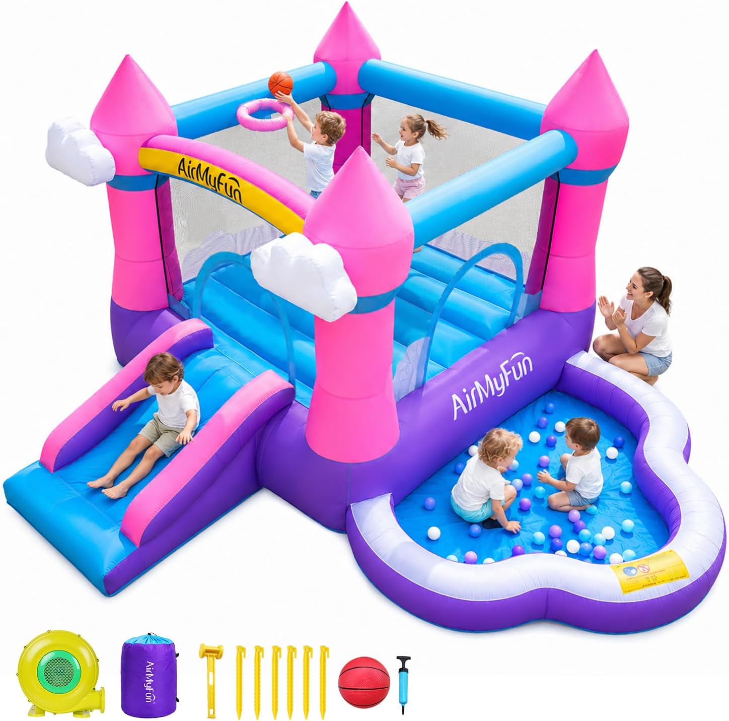Kids Outdoor Pool - بيت قفز قابل للنفخ باللون الوردي