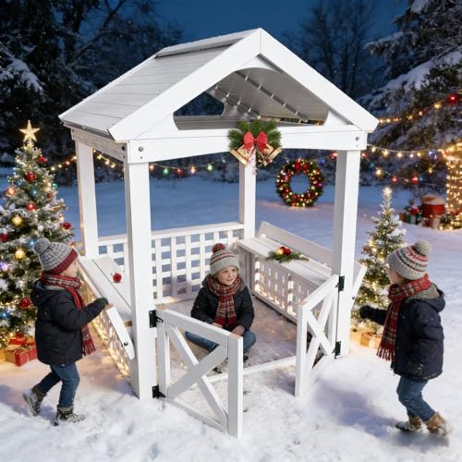 Kids Outdoor Wooden Playhouse - بيت ألعاب خشبي للأطفال من عمر