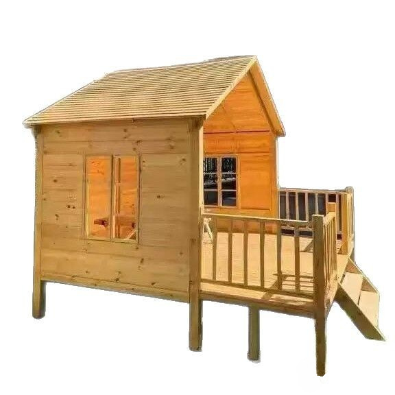 Kids Outdoor Wooden Playhouse - مجموعة متحركة في الهواء الطلق، منزل