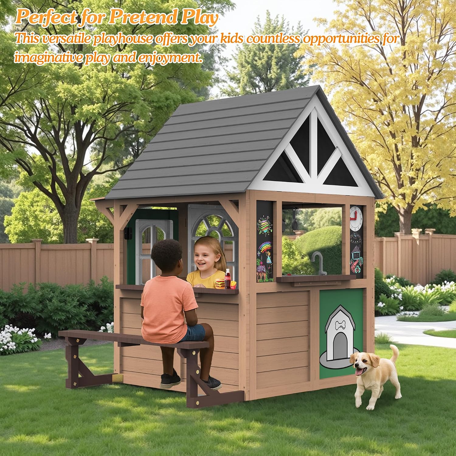 بيت لعب خشبي للأطفال من سيزين، - مراجعة Kids Outdoor Wooden Playhouse وسعره
