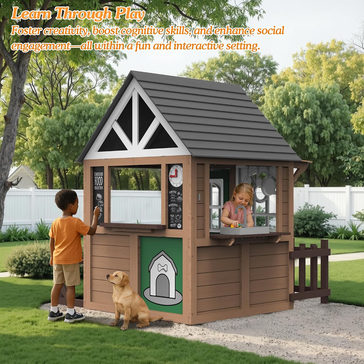 بيت لعب خشبي للأطفال من سيزين، - مراجعة Kids Outdoor Wooden Playhouse وسعره