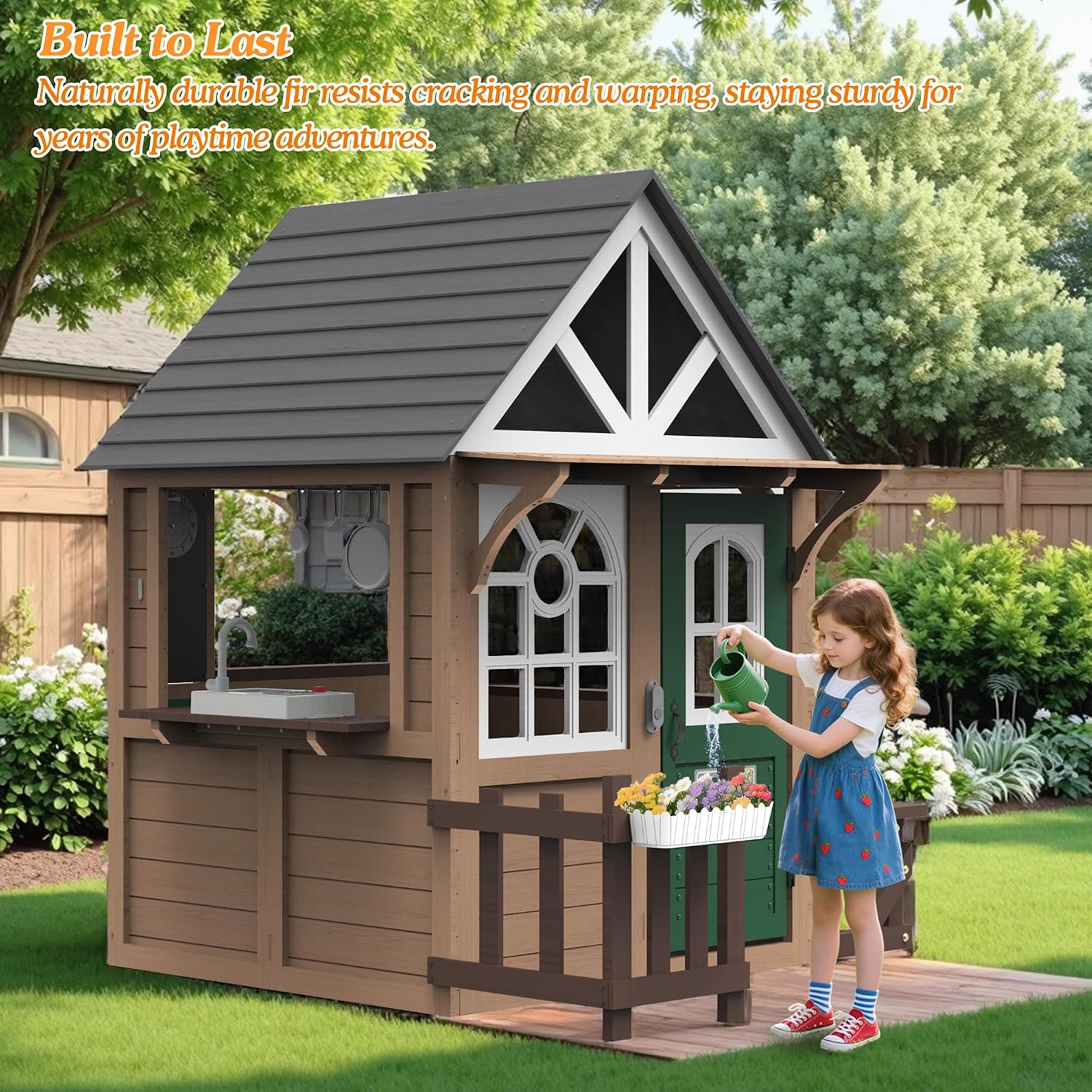 بيت لعب خشبي للأطفال من سيزين، - مراجعة Kids Outdoor Wooden Playhouse وسعره