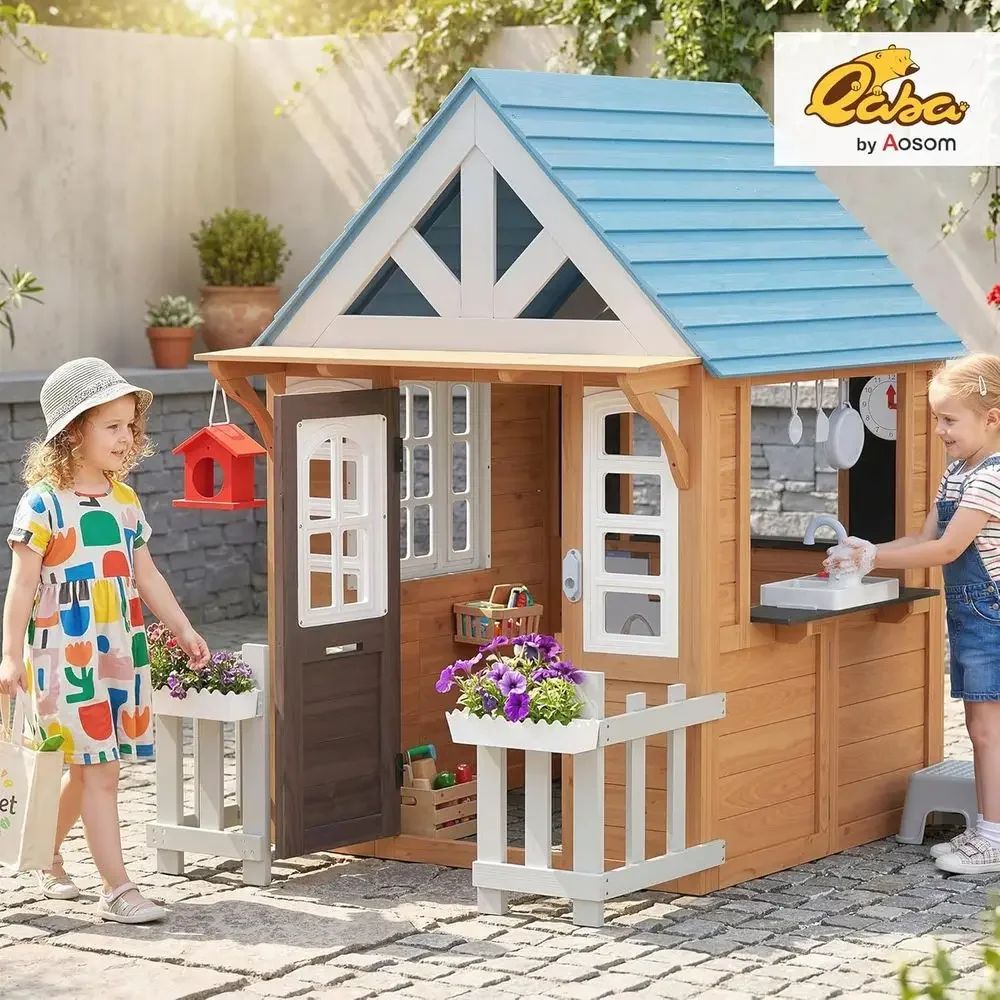 بيت لعب خشبي للأطفال من Qaba ل - مراجعة Kids Outdoor Wooden Playhouse وسعره