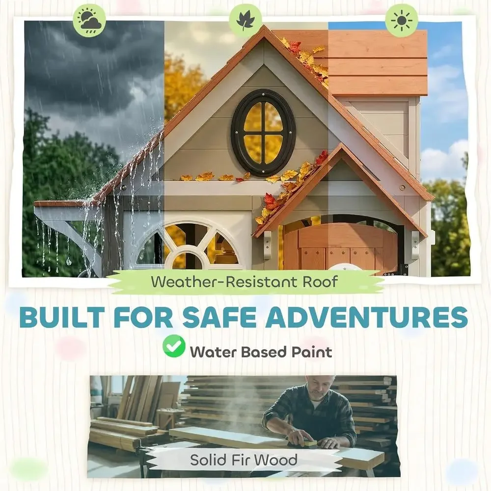 بيت لعب خشبي للأطفال من Qaba ل - مراجعة Qaba Kids Outdoor Playhouse وسعره