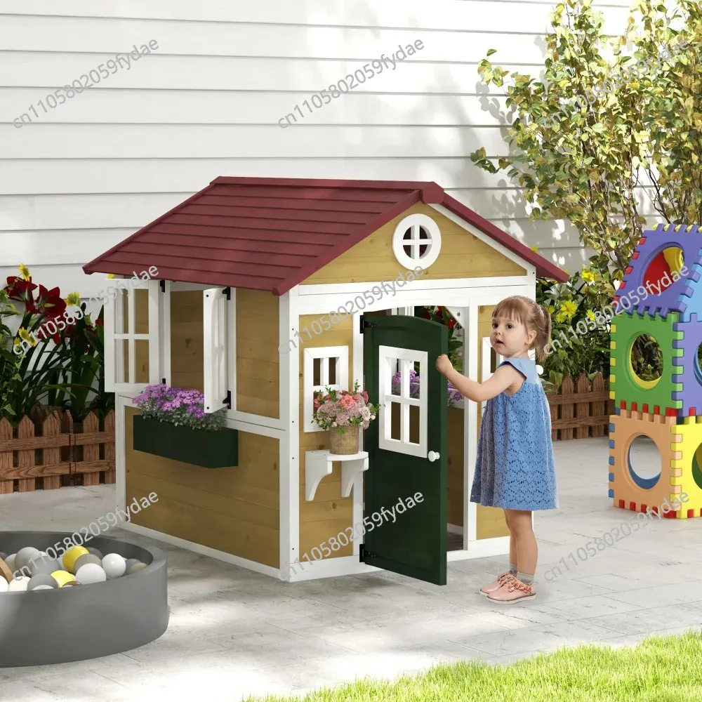 بيت لعب خشبي للأطفال في الهواء - مراجعة Kids Outdoor Wooden Playhouse وسعره