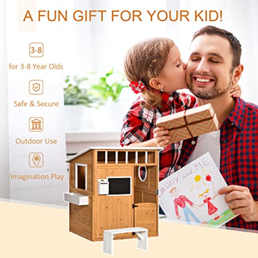 بيت خشبي للأطفال للاستخدام الخ - مراجعة Kids Outdoor Wooden Playhouse وسعره