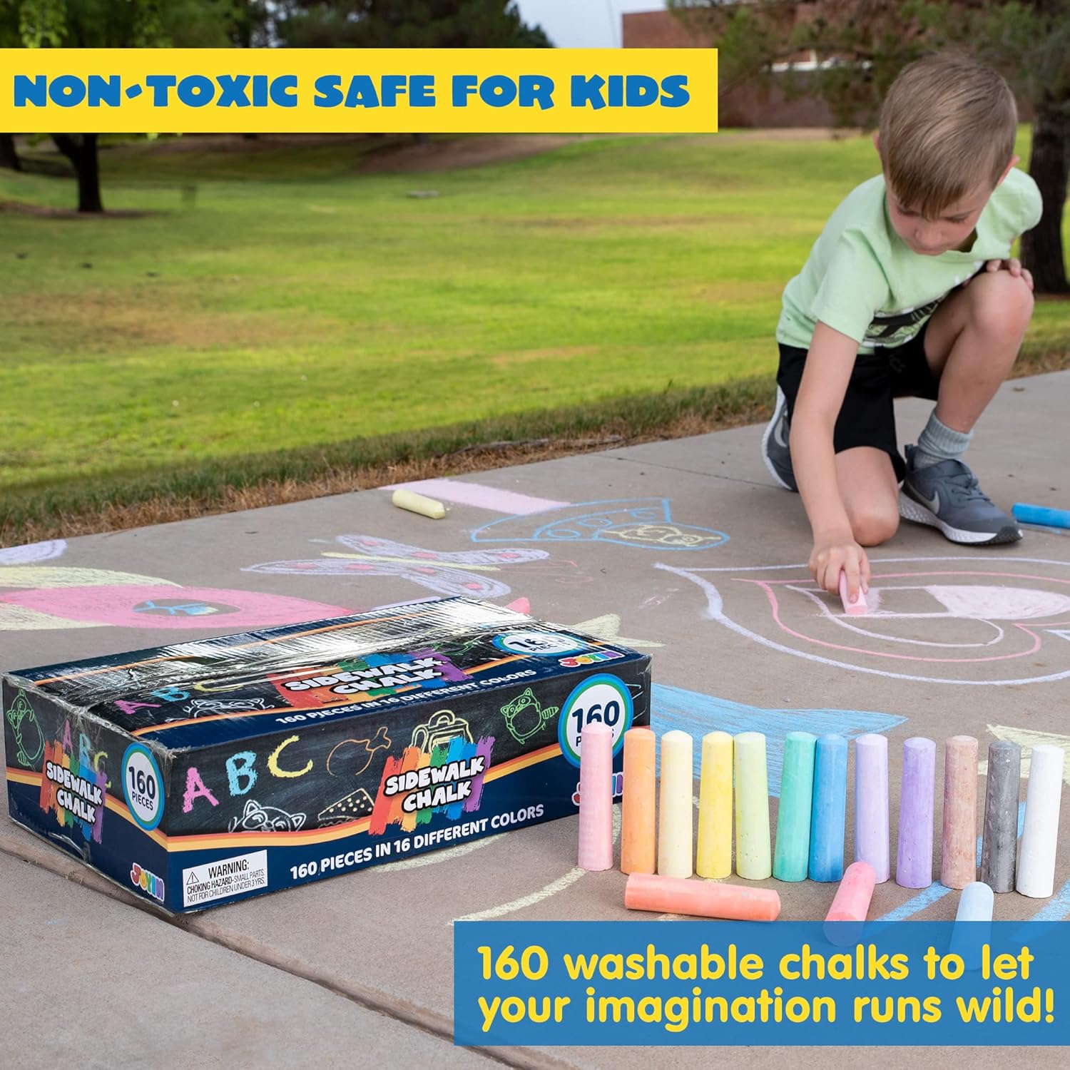 160 قطعة من طباشير الرصيف مجمو - مراجعة Chalk Outdoor Jumbo وسعره