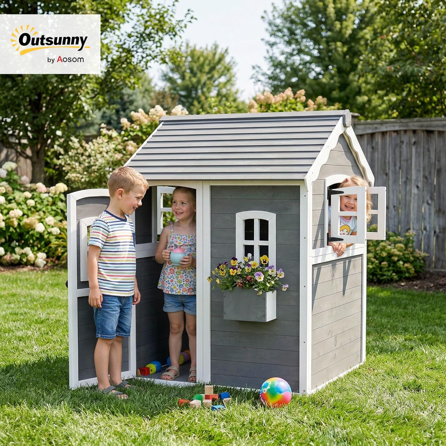 # بيت لعب خشبي للأطفال في الهو - مراجعة Kids Outdoor Wooden Playhouse وسعره