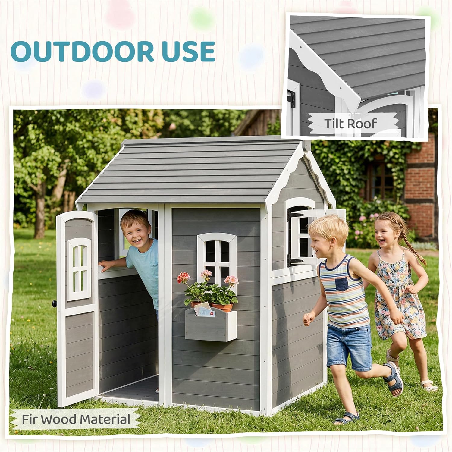 # بيت لعب خشبي للأطفال في الهو - مراجعة Kids Outdoor Wooden Playhouse وسعره