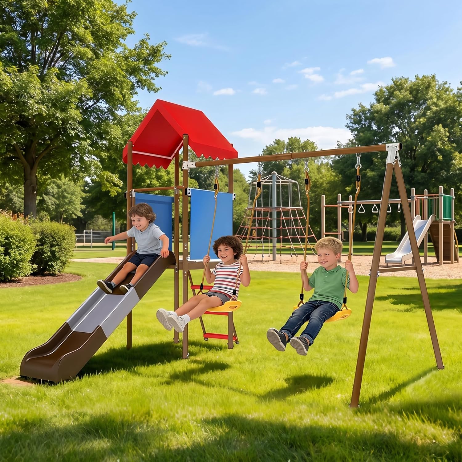 مجموعة ألعاب معدنية للأطفال مع - مراجعة Kids Outdoor Slide Set وسعره