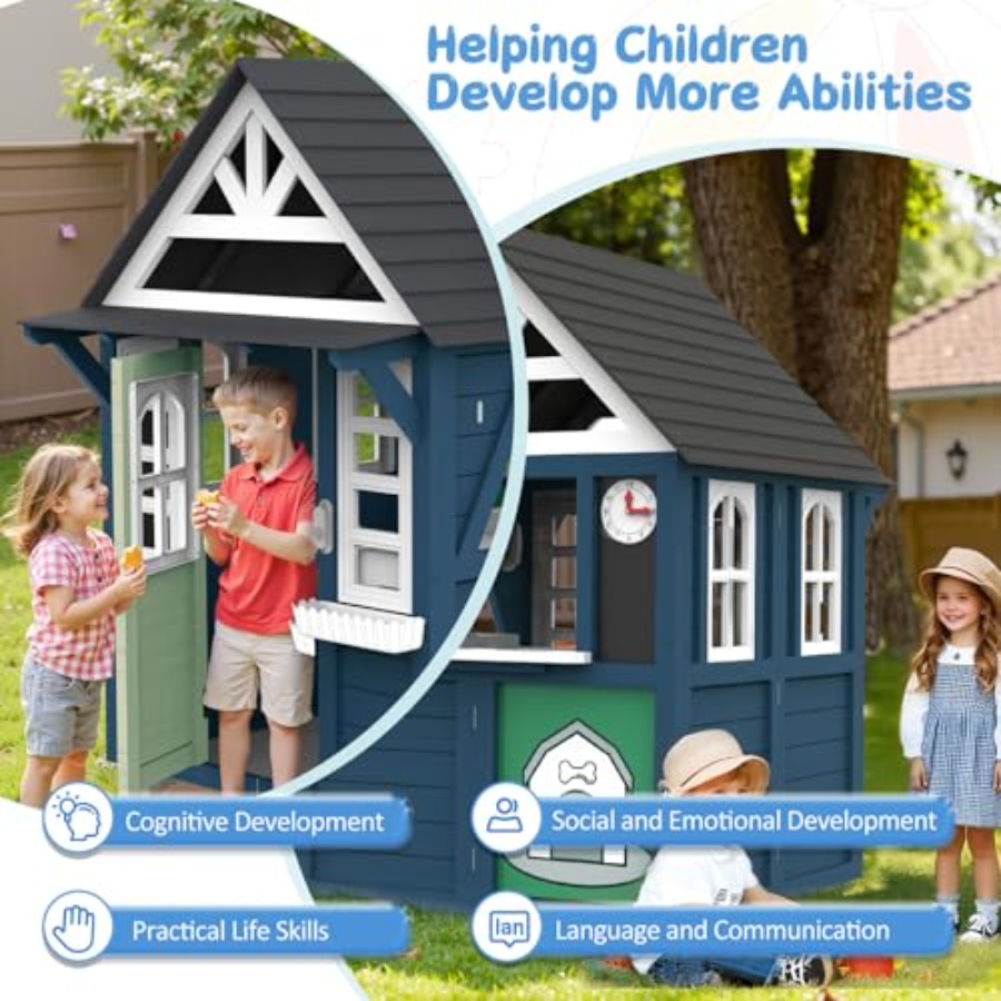 بيت ألعاب خشبي للأطفال في الهو - مراجعة Kids Outdoor Wooden Playhouse وسعره