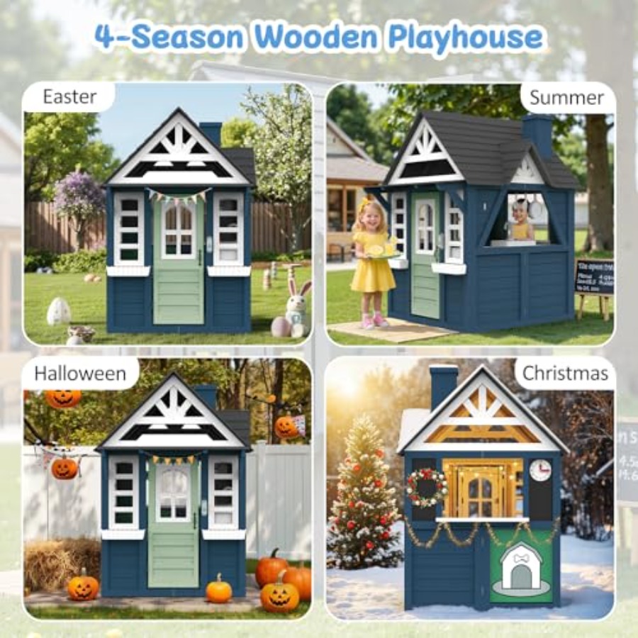 بيت ألعاب خشبي للأطفال في الهو - مراجعة Kids Outdoor Wooden Playhouse وسعره
