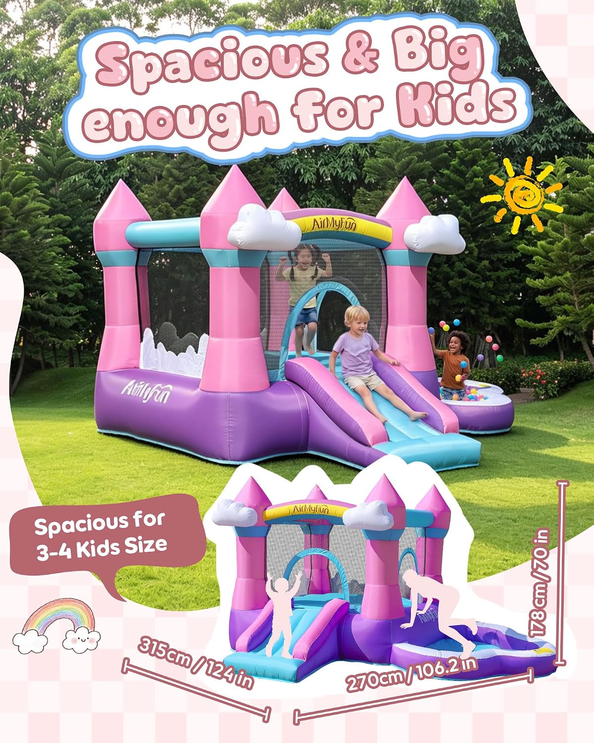 بيت قفز قابل للنفخ باللون الور - مراجعة Kids Outdoor Pool وسعره