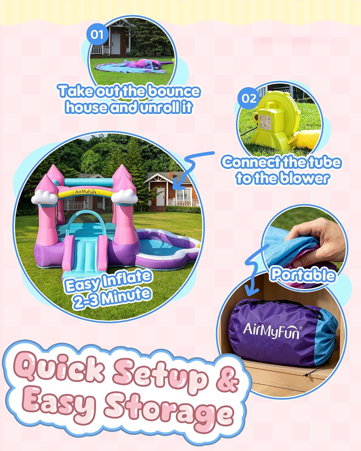 بيت قفز قابل للنفخ باللون الور - مراجعة Kids Outdoor Pool وسعره