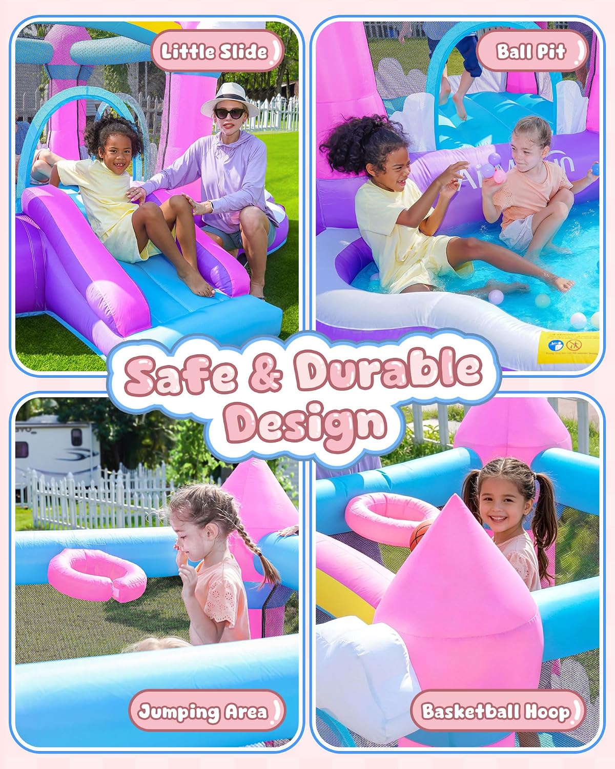 بيت قفز قابل للنفخ باللون الور - مراجعة Kids Outdoor Pool وسعره