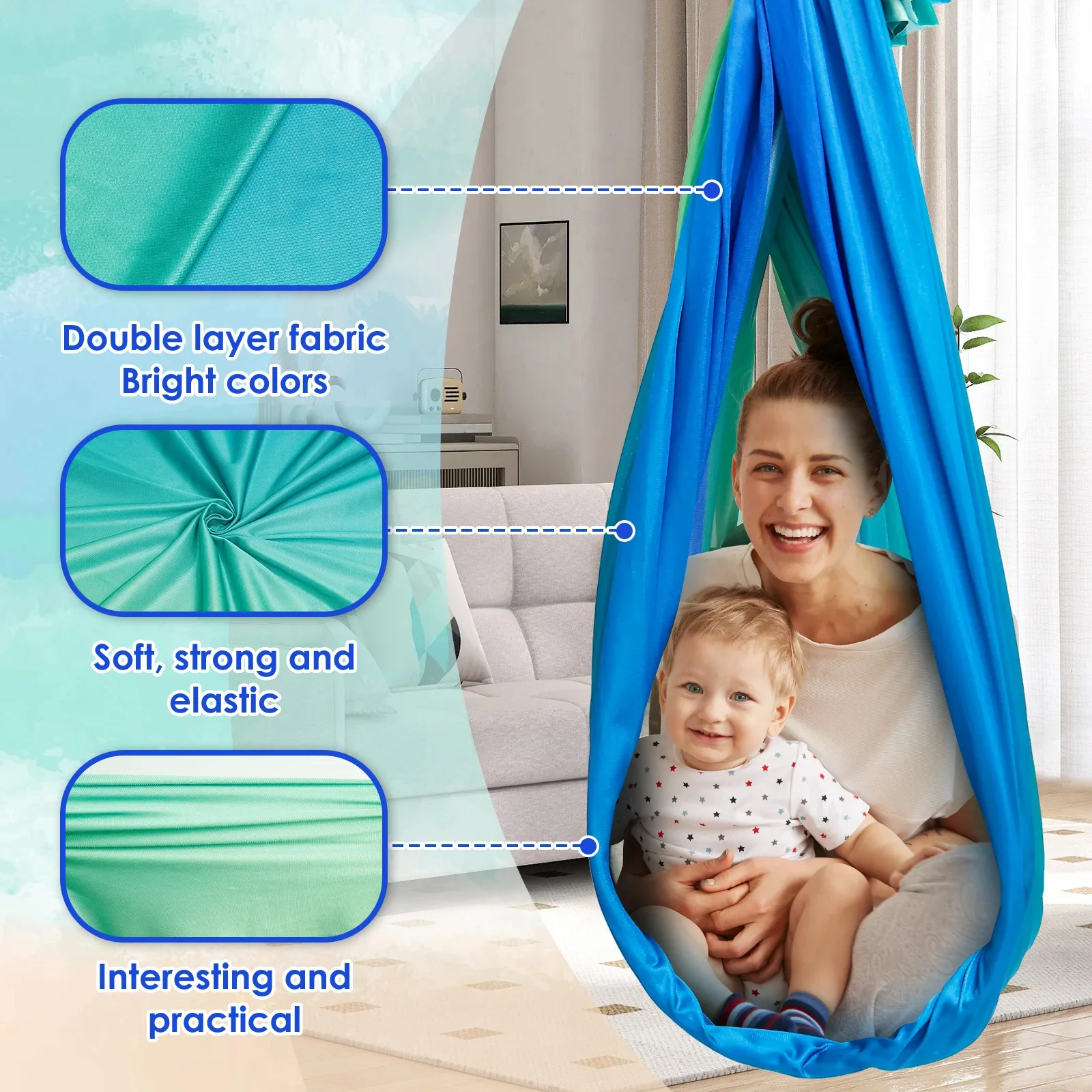 أرجوحة حسية مريحة للأطفال تتحم - مراجعة Kids Outdoor Hammock Swing وسعره