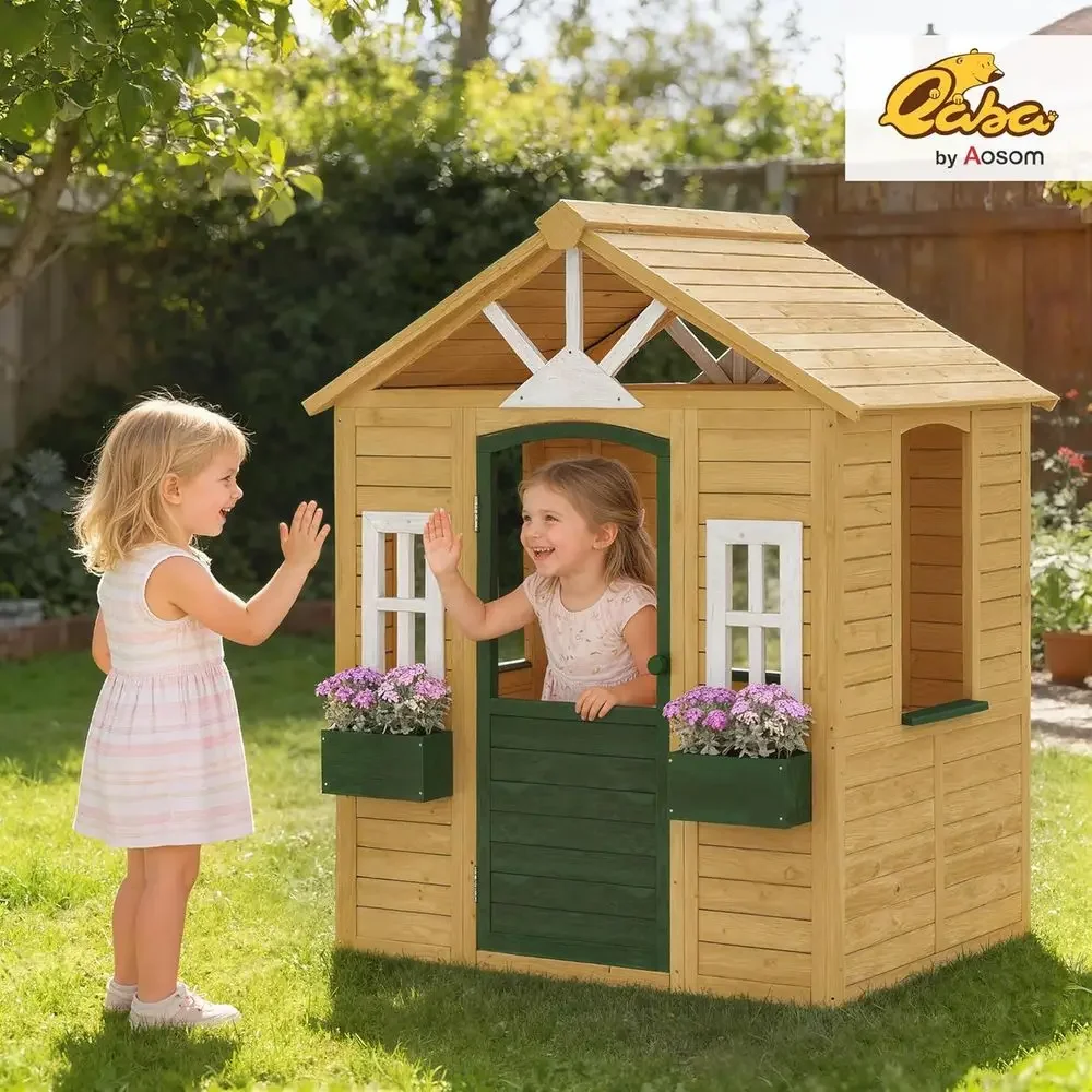 بيت لعب خشبي للأطفال من Qaba،  - مراجعة Qaba Kids Outdoor Playhouse وسعره