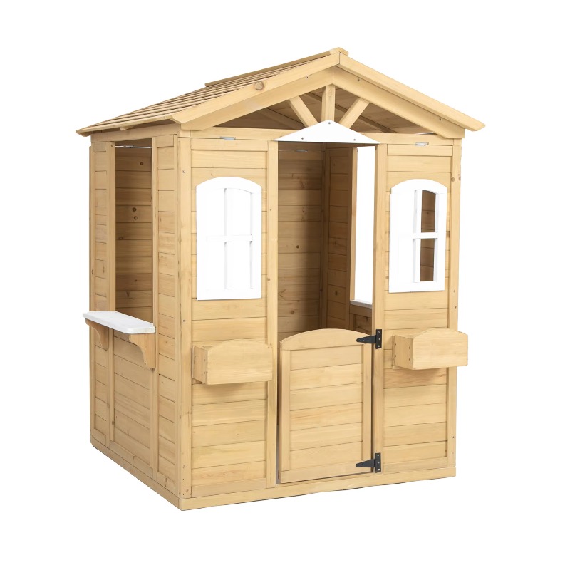 بيت لعب خشبي كلاسيكي حديث للأط - مراجعة Kids Outdoor Wooden Playhouse وسعره