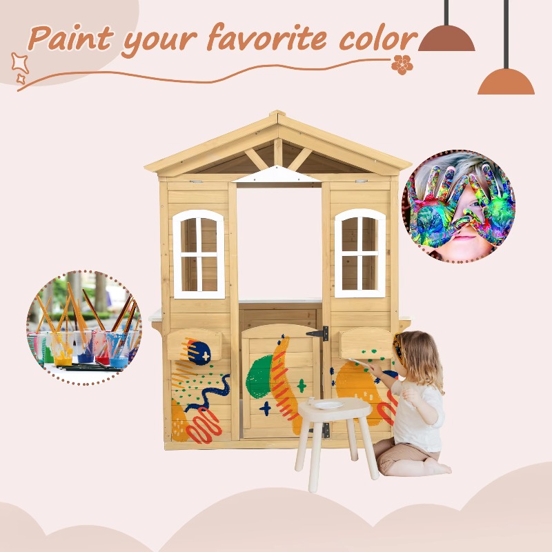 بيت لعب خشبي كلاسيكي حديث للأط - مراجعة Kids Outdoor Wooden Playhouse وسعره