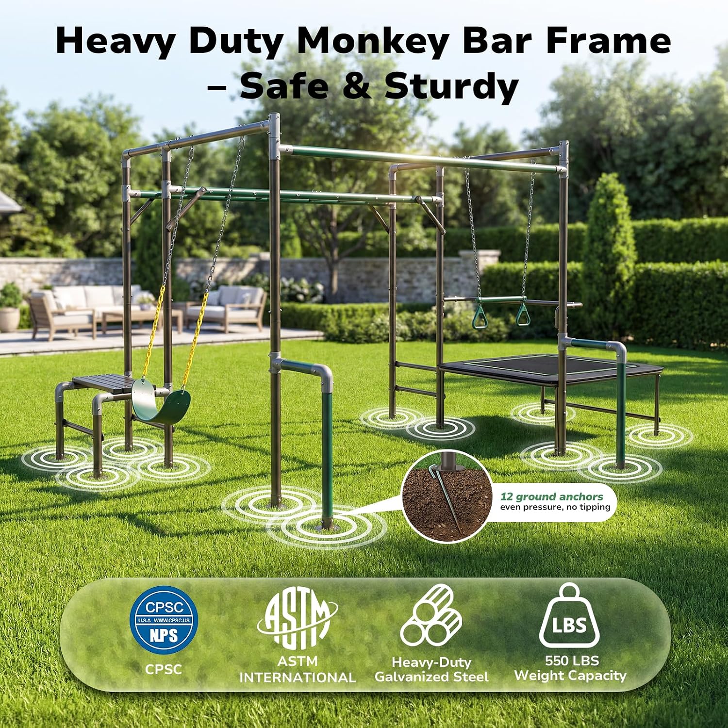 مجموعة ألعاب الأطفال الخارجية  - مراجعة Kids Outdoor Monkey Bar Set وسعره