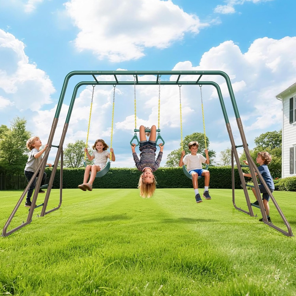 مجموعة أرجوحة خارجية من المعدن - مراجعة Kids Outdoor Monkey Bar Set وسعره