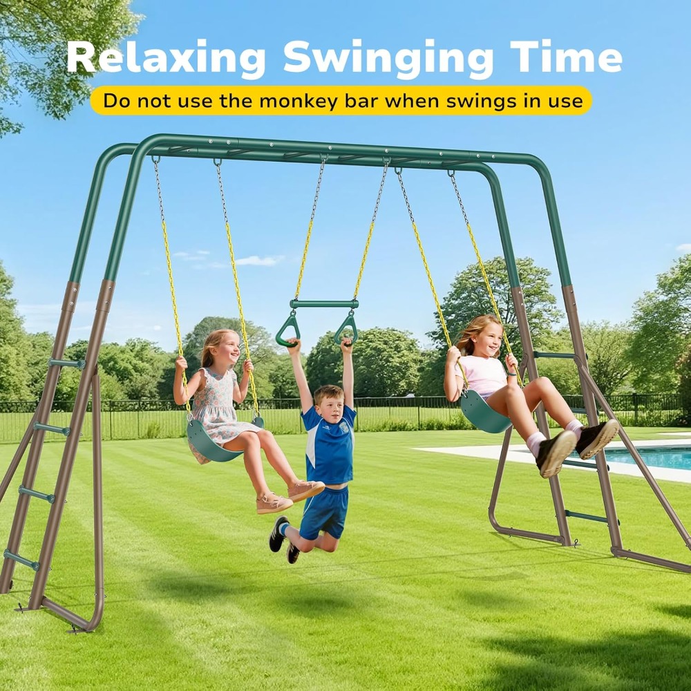 مجموعة أرجوحة خارجية من المعدن - مراجعة Kids Outdoor Monkey Bar Set وسعره