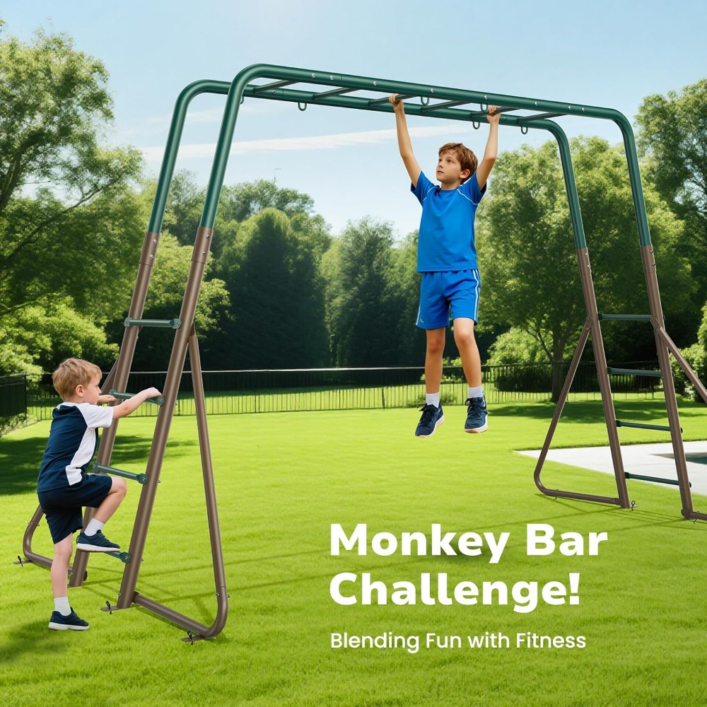 مجموعة أرجوحة خارجية من المعدن - مراجعة Kids Outdoor Monkey Bar Set وسعره