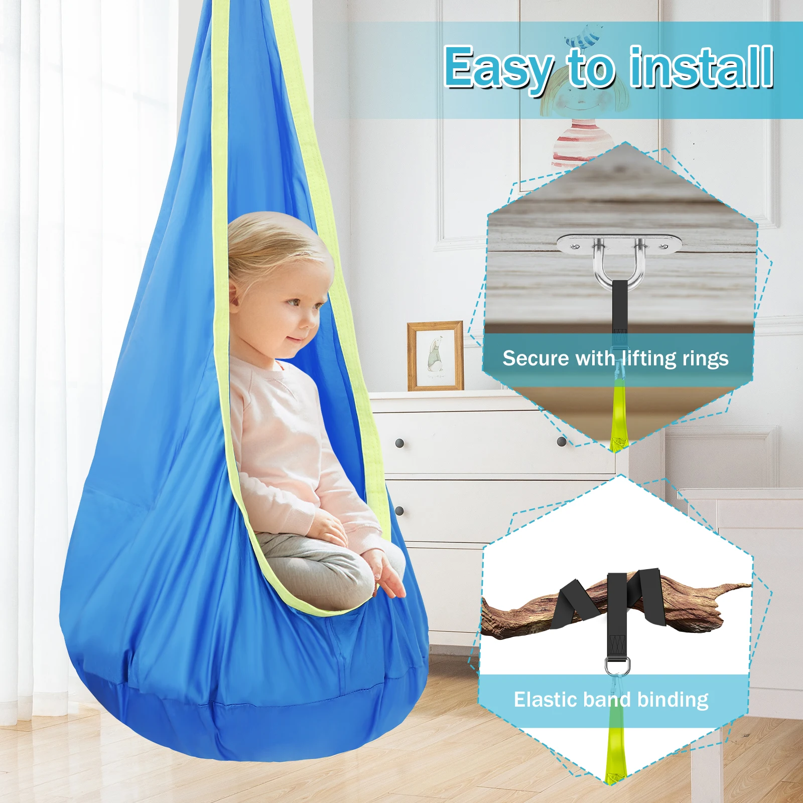 كرسي أرجوحة حسية للأطفال، مقعد - مراجعة Kids Outdoor Hammock Swing وسعره