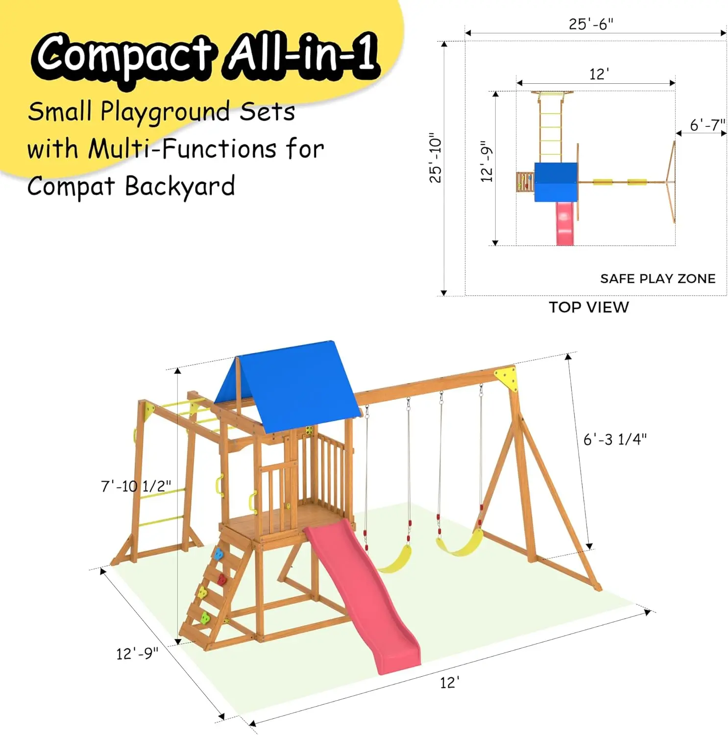مجموعات أراجيح خشبية للفناء ال - مراجعة Kids Outdoor Monkey Bar Set وسعره