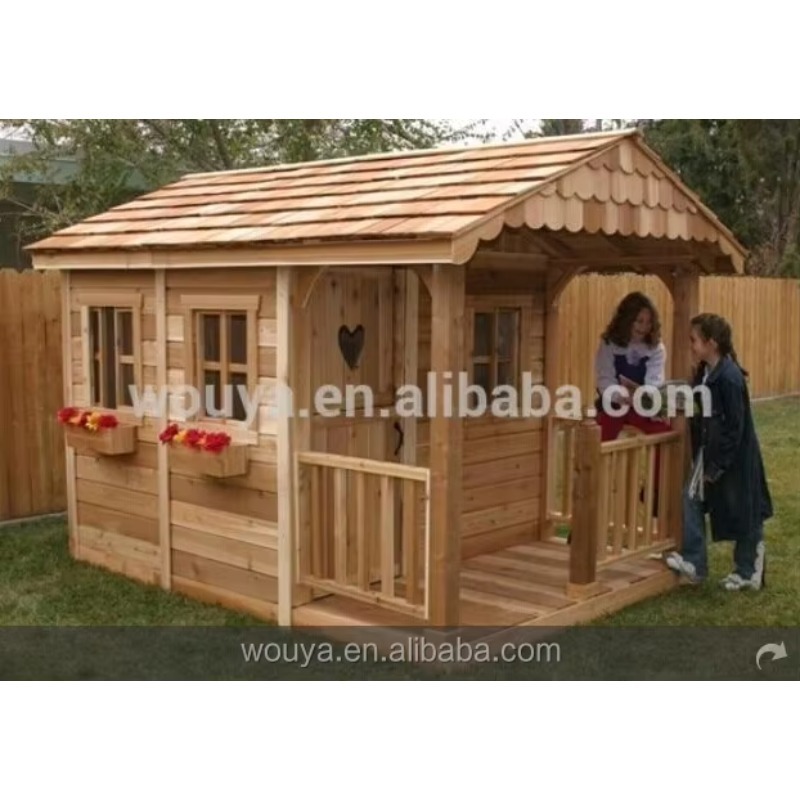 بيت لعب خشبي مسبق الصنع رخيص ا - مراجعة Kids Outdoor Wooden Playhouse وسعره